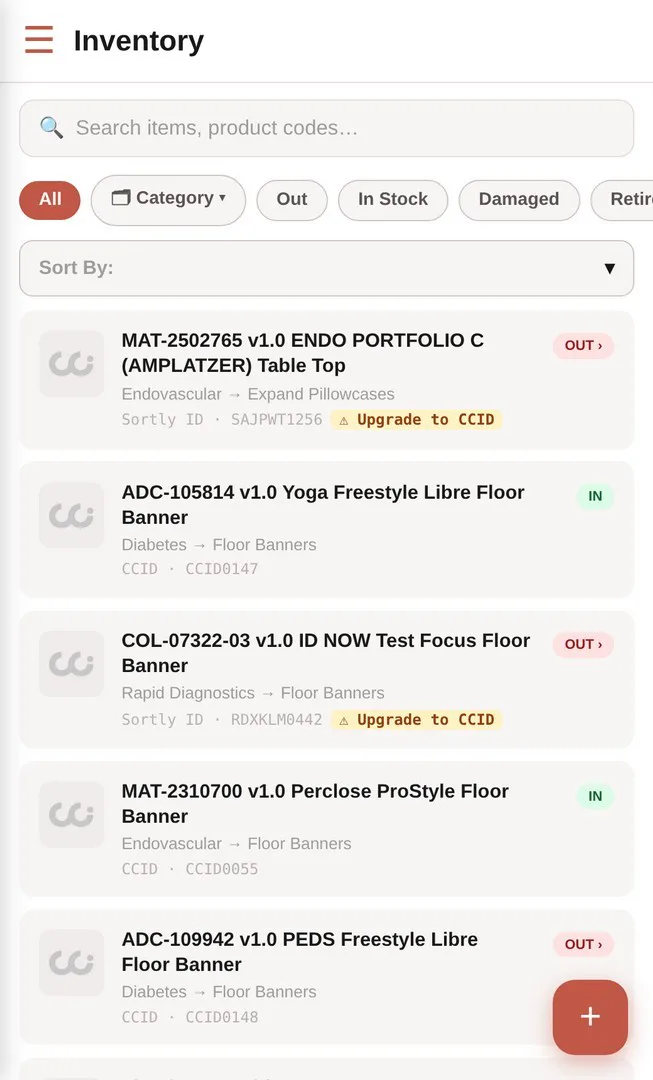CCI Nexus inventory screen with privacy-safe blurred records